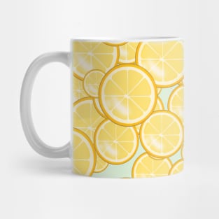 Round slices of lemon. Tight pattern of lemon rings Mug